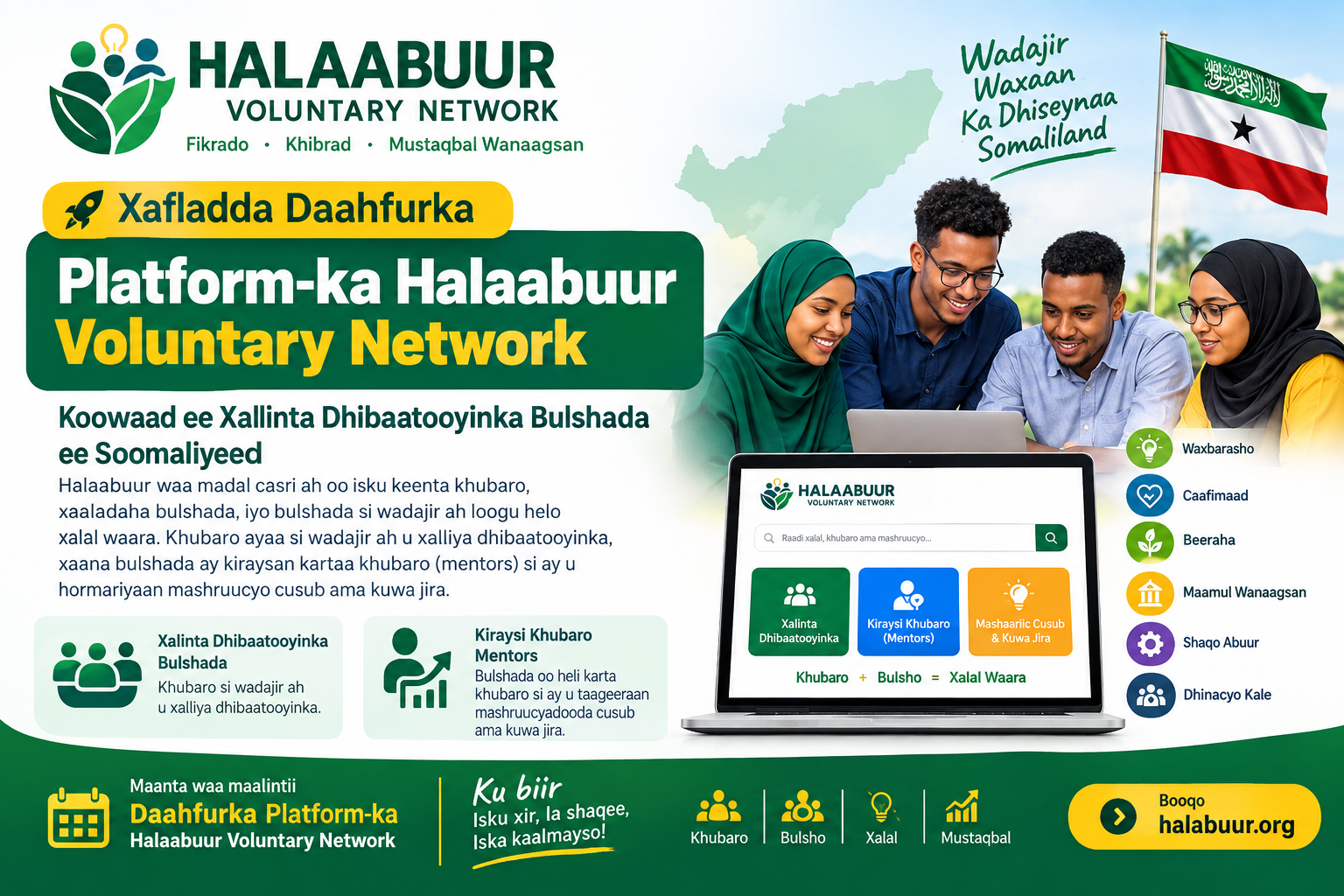 Daahfurka madasha xaliyayaasha ee  " halabuur voluntary network"